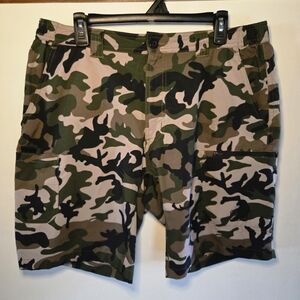 Fintech Camo Shorts Mens Large 36 Elastic Side Waist 9-inch Inseam